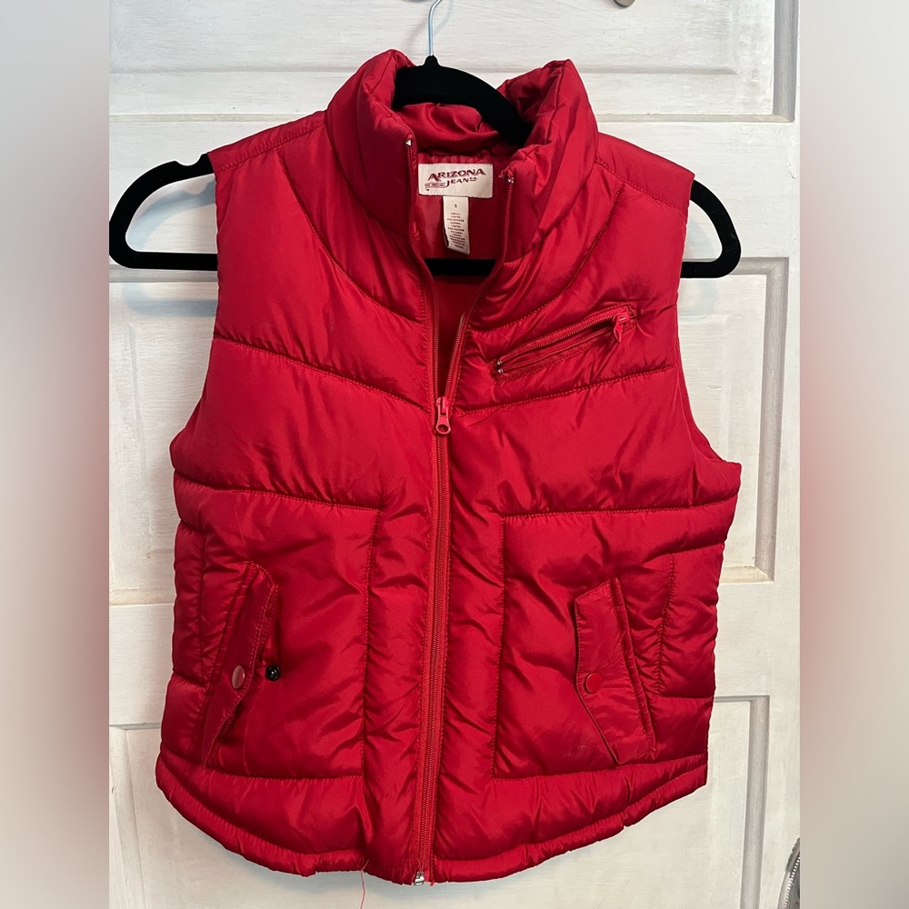 Red puffer vest